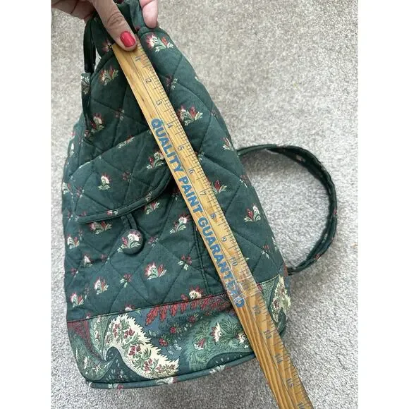 PIERRE DEUX French Country Green Floral Quilted Back Pack Sling Bag Vintage - Picture 15 of 16